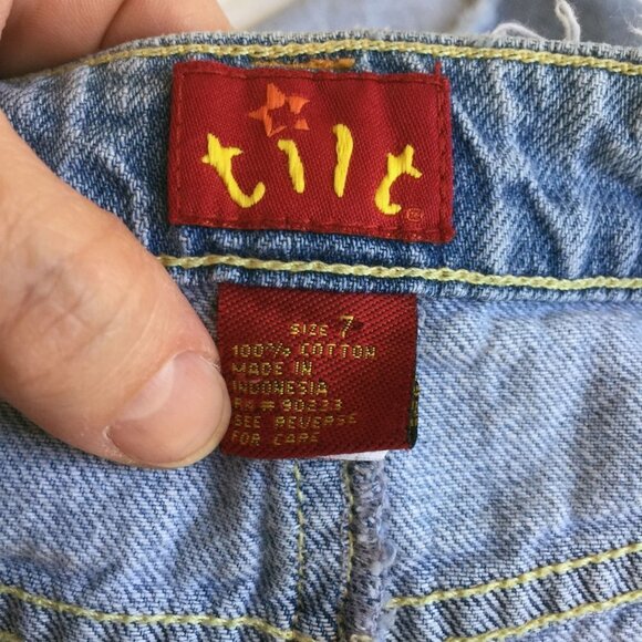 Tilt Distressed Raw Hem Denim Mini Skirt, M - Picture 3 of 4